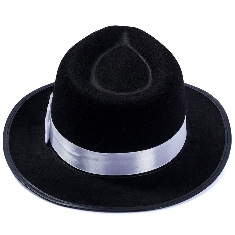Tigerdoe Fedora Hat â€“ Fedora Gangster Hat With White Tie â€“ (2 Pc Set) 1920's Menâ€™s accessories - Image 5